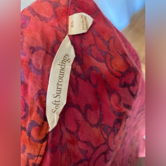 Soft Surroundings XL Sleeveless Pink Tropical Floral Blouse Button Down Collared - Picture 8 of 9